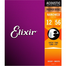 Струни Elixir 16077 Nanoweb Phosphor Bronze Light-Medium 12-56 (16077)