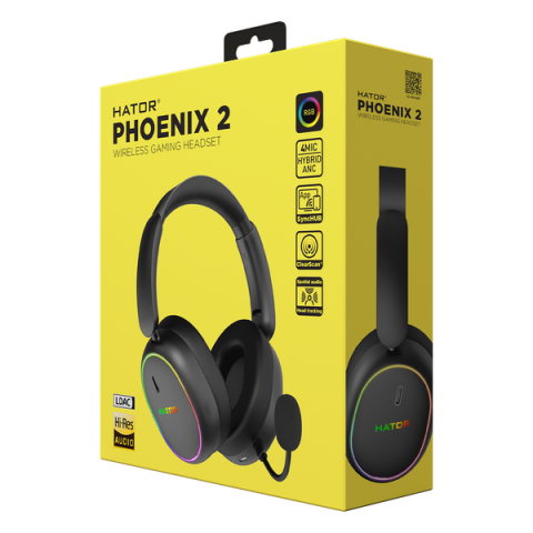 Ігрова гарнітура HATOR PHOENIX 2 Hi-Res (ESH40) wireless black SyncHUB connection Купити в Україні
