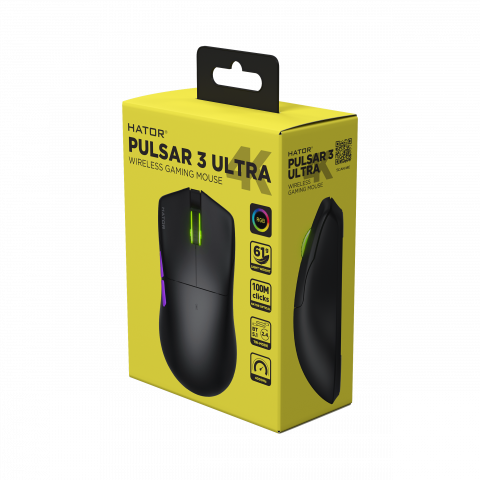 Ігрова миша HATOR Pulsar 3 Ultra 4K wireless (HTM680) black Купити в Україні