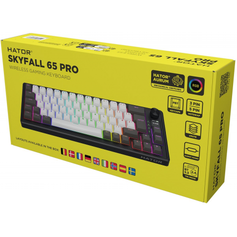 Клавіатура механічна HATOR Skyfall 65 PRO wireless (HTK4160EU) grey-black, UK-ISO, silent switches Купити в Україні