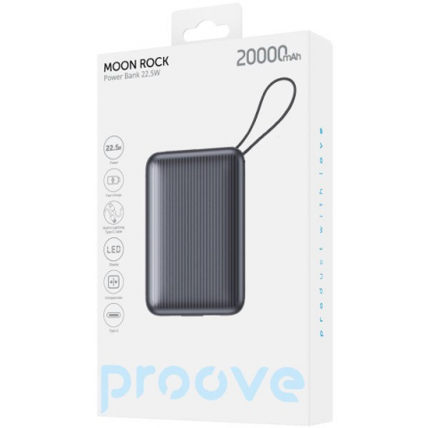 Портативна батарея Proove Moon Rock 20000mAh 22.5W Gray (PBM222012105) Купити в Україні