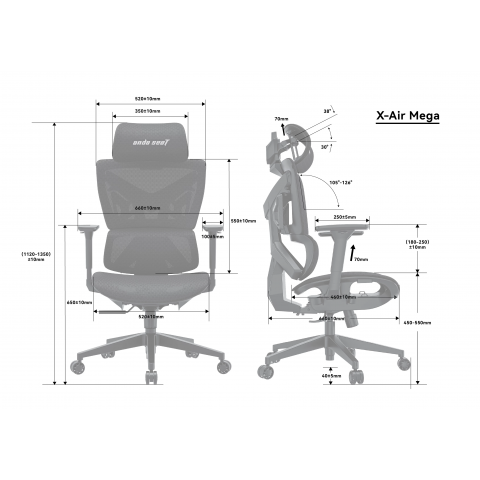 Крісло ігрове Anda Seat X-Air Mega Size XL Mesh Space Black (AD-WY-01-BBB) Купити в Україні