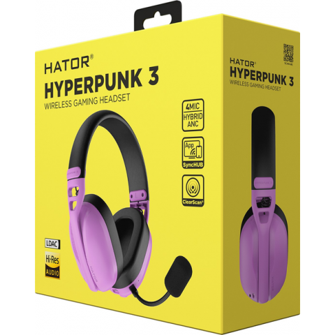 Ігрова гарнітура HATOR HYPERPUNK 3 Hi-Res (ESH19) wireless cyber violet, SyncHUB connection Купити в Україні