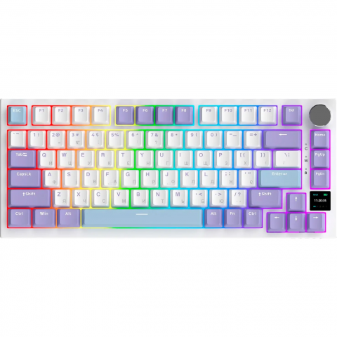 Бездротова механічна клавіатура Ajazz AK820 PRO 75% Flying Fish Switch White RGB (AK820PRO-FF-PWB) Купити в Україні