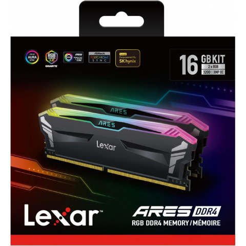 Пам’ять Lexar ARES RGB DDR4 RAM 16GB Kit 3200MHz (2x8GB)(LD4U08G32C16LA-RGD) Купити в Україні
