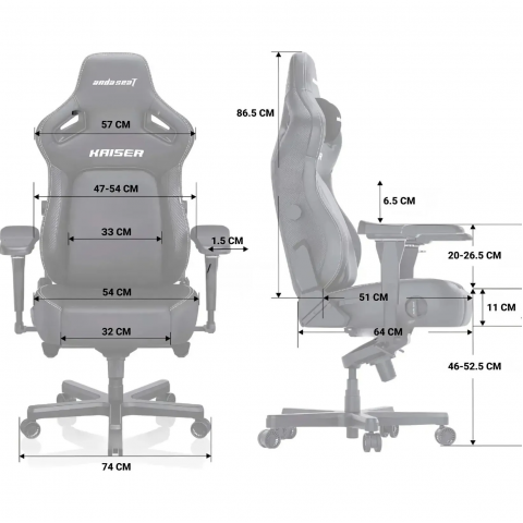 Крісло ігрове Anda Seat Kaiser 4 Grey Fabric Size L (AD12YDDC-L-20-G-CF) Купити в Україні