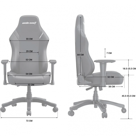 Крісло ігрове Anda Seat Luna Grey Fabric Size L (AD18-44-G-F) Купити в Україні