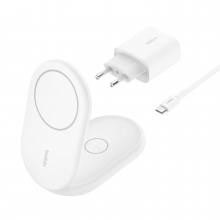 Док-станція Belkin BoostCharge 2-in-1 magnetic foldable Qi2 charger 15W (WIZ028VFWH)