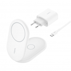 Док-станція Belkin BoostCharge 2-in-1 magnetic foldable Qi2 charger 15W (WIZ028VFWH)