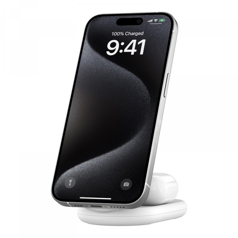 Док-станція Belkin BoostCharge 2-in-1 magnetic foldable Qi2 charger 15W (WIZ028VFWH) Купити в Україні