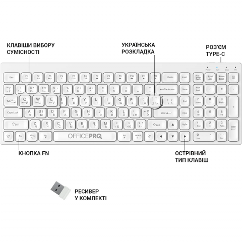 Клавіатура бездротова OfficePro (SK985W) Купити в Україні