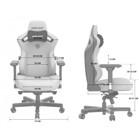 Крісло ігрове Anda Seat Kaiser 3 Grey Fabric Size XL (AD12YDC-XL-01-G-PV/F) Купити в Україні