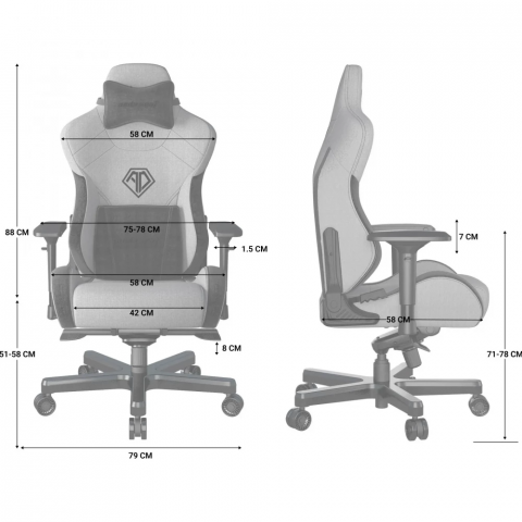 Крісло ігрове Anda Seat T-Pro 2 Grey/Black Size XL (AD12XLLA-01-GB-F) Купити в Україні