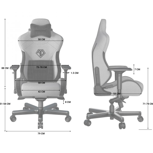 Крісло ігрове Anda Seat T-Pro 2 Grey/Black Size XL Купити в Україні