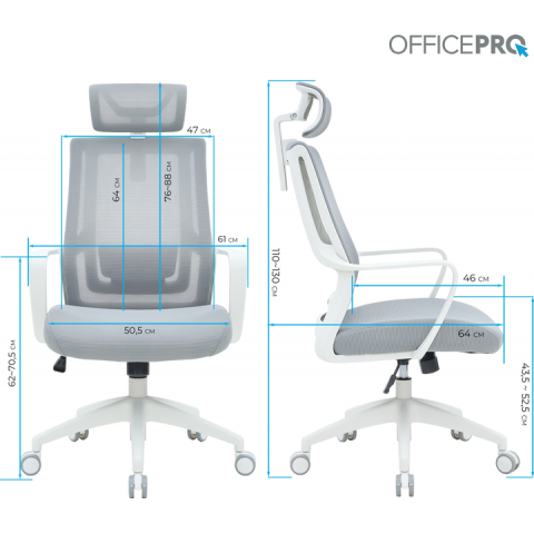 Крісло офісне OfficePro Harmony OC310-W-LG-LG Купити в Україні