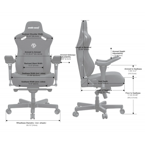 Крісло ігрове Anda Seat Kaiser 3 Pro Fabric Gray Size XL Купити в Україні