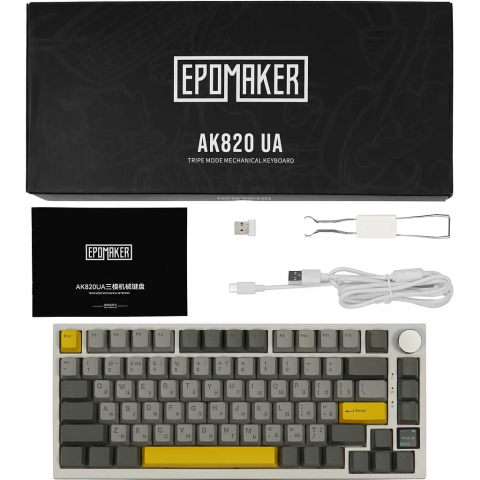 Клавіатура механічна бездротова EPOMAKER AK820 Pro Flying Fish White (AK820-PRO-W-FF) Купити в Україні