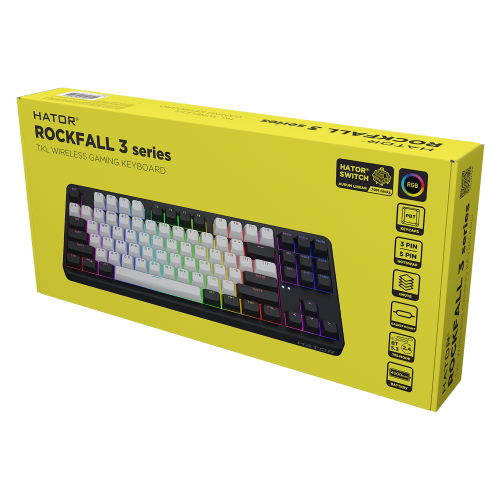 Клавіатура Hator Rockfall 3 Mecha TKL Wireless Orange Black (HTK850UA)