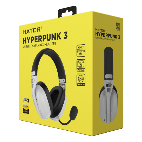 Ігрова гарнітура HATOR HYPERPUNK 3 Hi-Res (ESH16) wireless white, SyncHUB connection Купити в Україні