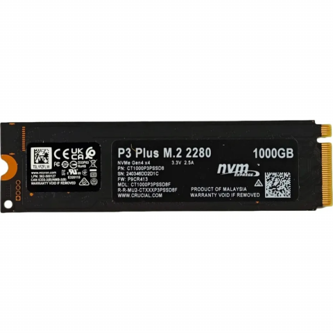 Жорсткий диск SSD: 1TB Crucial P3 Plus M.2 2280 NAND 3D (CT1000P3PSSD8) Купити в Україні