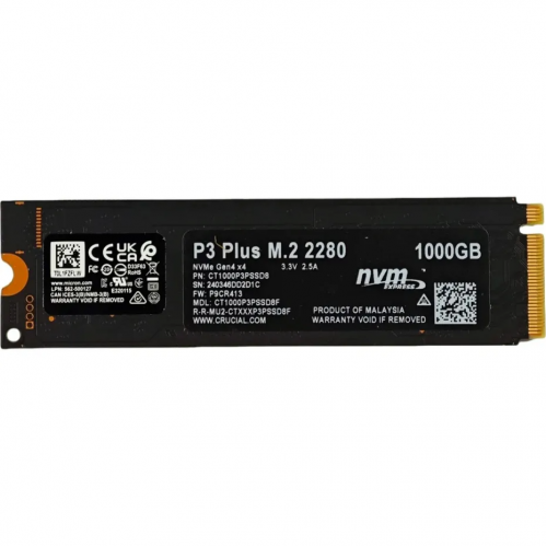 Жорсткий диск SSD: 1TB Crucial P3 Plus M.2 2280 NAND 3D (CT1000P3PSSD8) Купити в Україні