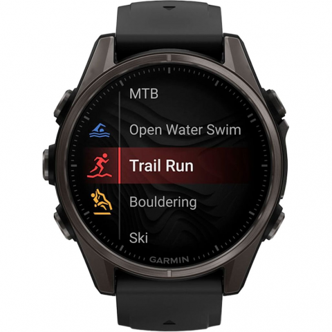 Смарт-годинник Garmin Fenix 8 43mm AMOLED Sapphire Carbon Gray DLC Tit. w. Black/Pebble Gray S. Band (010-02903-20/21/28) Купити в Україні