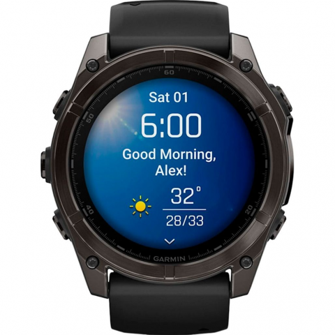 Смарт-годинник Garmin Fenix 8 51mm AMOLED Sapphire Carbon Gray DLC Titanium w. Black/Pebble Gray S. Band (010-02905-20/21/63) Купити в Україні