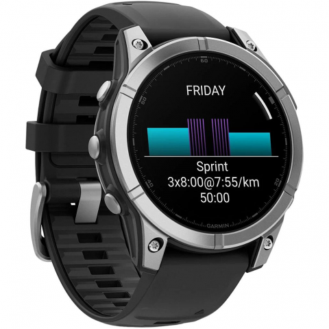 Смарт-годинник Garmin Fenix E 47mm AMOLED Stainless Steel with Black Silicone Band (010-03025-02/00) Купити в Україні