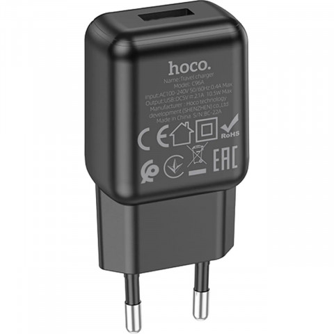 Зарядний пристрій Hoco C96A single port charger 1USB/2,1A Black Купити в Україні