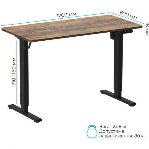 Комп’ютерний стіл OfficePro ODE1260DW Dark Wood/Black Купити в Україні