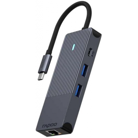 USB-C хаб RAPOO UCM-2004, 8 в 1, чорний Купити в Україні