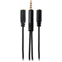 Кабель-перехідник універсальний 0.2м x2*3.5мм female to 3.5mm male  (ACC-214) чорний