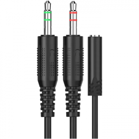 Кабель-перехідник (сплітер) ESH series, 0.2м x2*3.5мм female to 3.5mm male (ACC412) чорний Купити в Україні