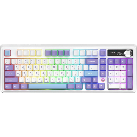 Бездротова механічна клавіатура Ajazz AK980 V2 Maillard switches Purple White Blue (AK980-V2-M-PWB) Купити в Україні