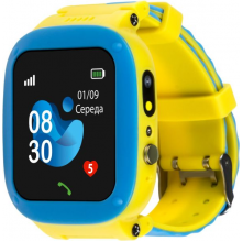 Дитячі смарт-годинник AmiGo GO004 Splashproof Camera+LED GLORY Blue-Yellow (UA)