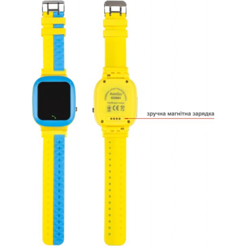 Дитячі смарт-годинник AmiGo GO004 Splashproof Camera+LED GLORY Blue-Yellow (UA) Купити в Україні