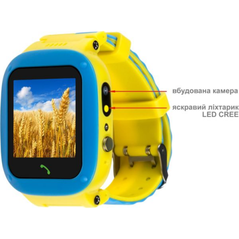 Дитячі смарт-годинник AmiGo GO004 Splashproof Camera+LED GLORY Blue-Yellow (UA) Купити в Україні