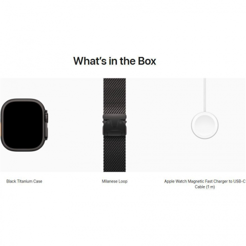 Смарт-годинник Apple Watch Ultra 3 GPS + Cellular 49mm Black Tit. Case w. Black Tit. Milanese Loop - Small (MF1N4) Купити в Україні