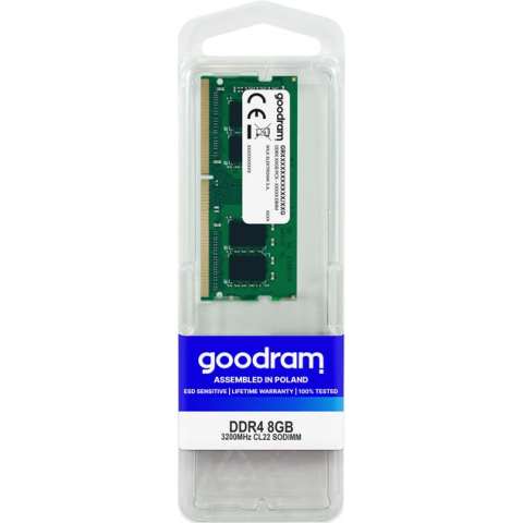 Пам'ять для ноутбуків GOODRAM 8 GB SO-DIMM DDR4 3200 MHz (GR3200S464L22S/8G) Купити в Україні