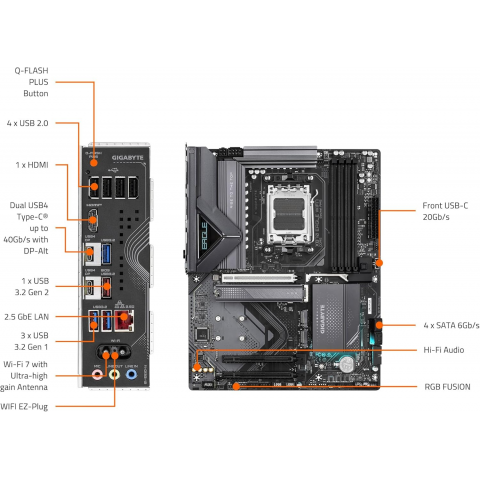 Материнська плата GIGABYTE X870 EAGLE WIFI7 Купити в Україні