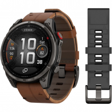 Смарт-годинник Garmin Fenix 8 Pro 47 mm AMOLED Carbon Gray DLC Titanium with Chestnut Leather Band (010-03198-40)