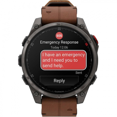 Смарт-годинник Garmin Fenix 8 Pro 47 mm AMOLED Carbon Gray DLC Titanium with Chestnut Leather Band (010-03198-40) Купити в Україні