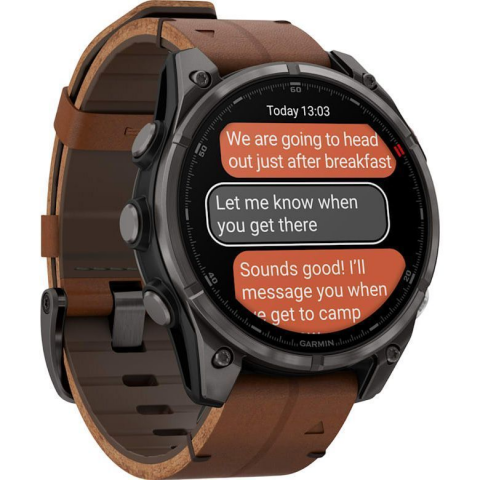 Смарт-годинник Garmin Fenix 8 Pro 47 mm AMOLED Carbon Gray DLC Titanium with Chestnut Leather Band (010-03198-40) Купити в Україні