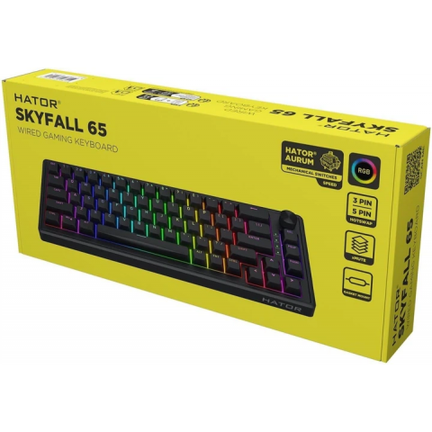 Клавіатура механічна HATOR Skyfall 65 (HTK1160) black-black, HATOR Sterling speed switches, US Купити в Україні