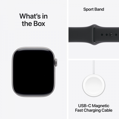 Смарт-годинник Apple Watch Series 11 GPS 42mm Space Grey Alu. Case w. Black S. Band - S/M (MEQW4) Купити в Україні