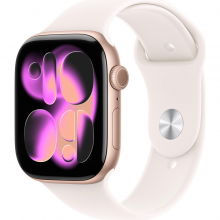 Смарт-годинник Apple Watch Series 11 GPS 46mm Rose Gold Alu. Case w. Light Blush S. Band - M/L (MEV74)