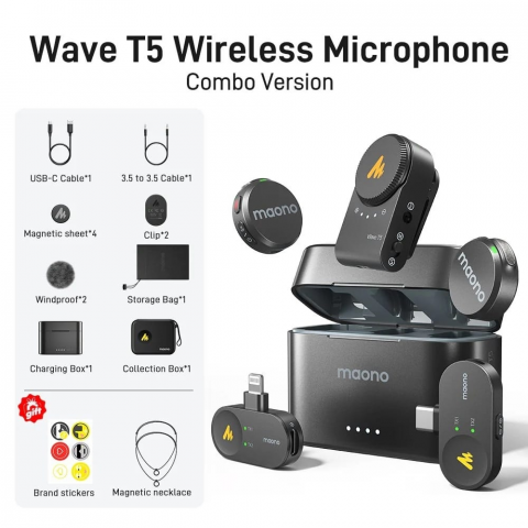 Мікрофон петличний Maono Wave T5 COMBO Type-C, Lightning (WM650A) Купити в Україні