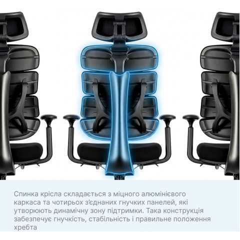 Крісло комп’ютерне офісне ергономічне OfficePro FlexCore OC120B Купити в Україні