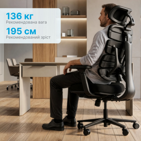 Крісло комп’ютерне офісне ергономічне OfficePro FlexCore OC120G Купити в Україні