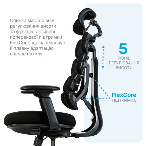 Крісло комп’ютерне офісне ергономічне OfficePro FlexCore OC120G Купити в Україні